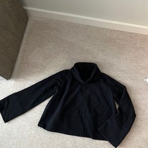 Cowl neck lululemon sweater. Charcoal, small, cropped, flare sleeves, detailing
